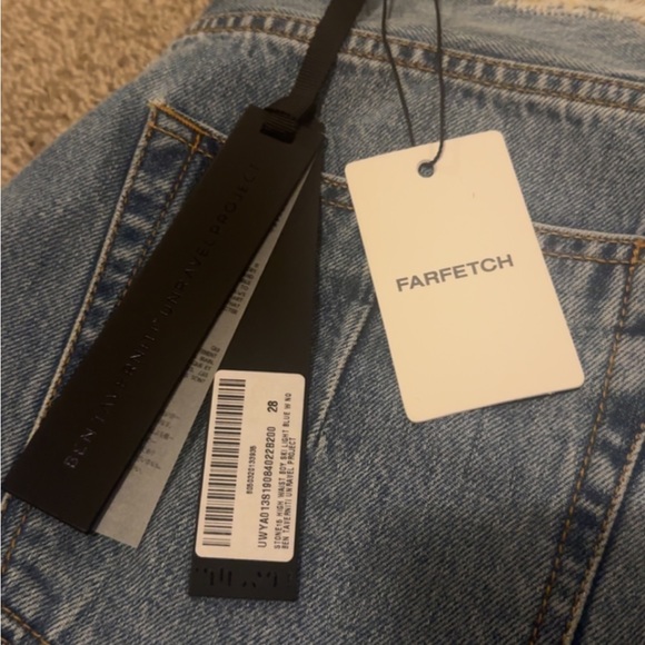 Farfetch Unravel Project Frayed Detail Slim Light Blue Jeans Raw Hem Size 28 - Picture 8 of 15